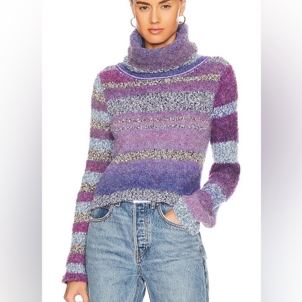 Free People boucle turtleneck striped sweater